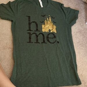 Bella Canvas Dark Green Short Sleeve Tee with Gold Castle Graphic